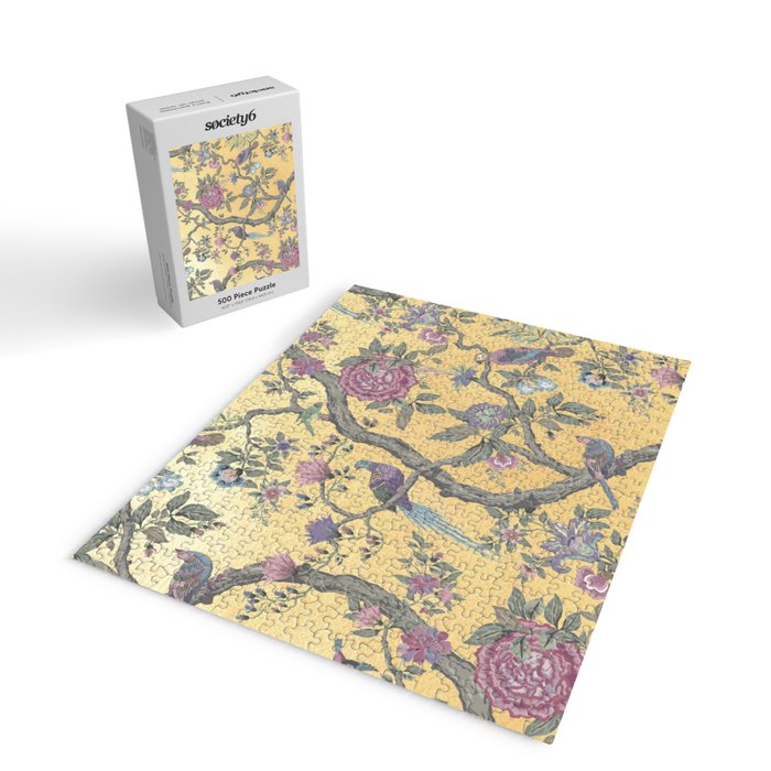Chinoiserie Golden Gilt Peacock Peony Garden Jigsaw Puzzle Gallery Image 2