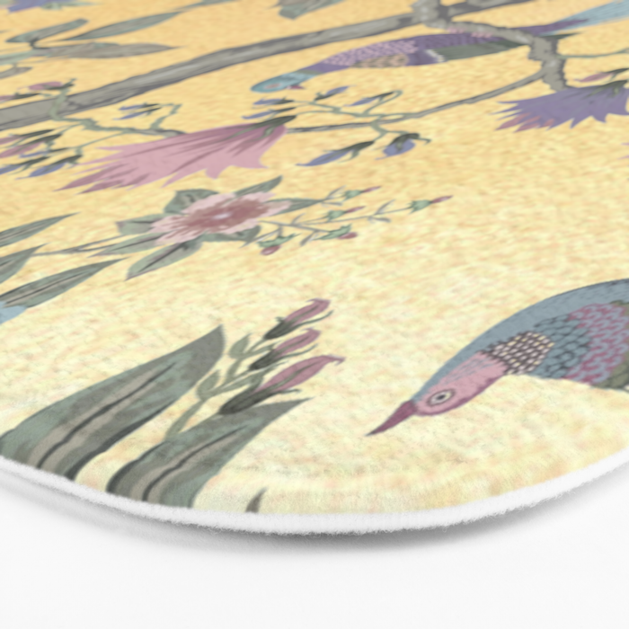 Chinoiserie Golden Gilt Peacock Peony Garden Bath Mat Gallery Image 3