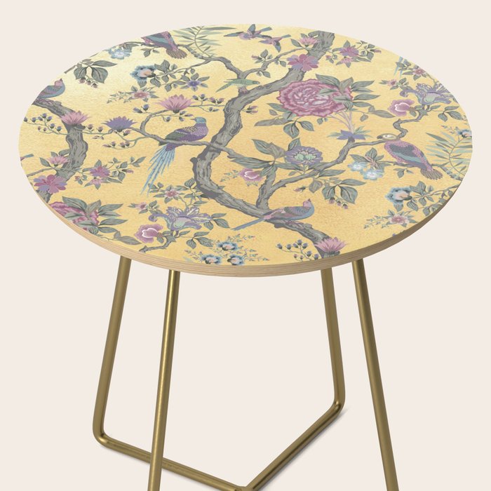 Chinoiserie Golden Gilt Peacock Peony Garden Side Table Gallery Image 2