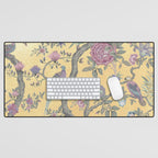 Chinoiserie Golden Gilt Peacock Peony Garden Desk Mat Gallery Image 1