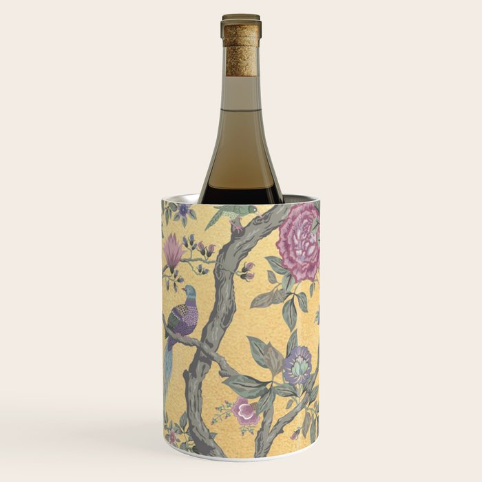 Chinoiserie Golden Gilt Peacock Peony Garden Wine Chiller Gallery Image 1