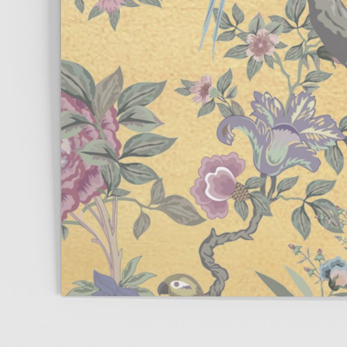 Chinoiserie Golden Gilt Peacock Peony Garden Poster Gallery Image 3