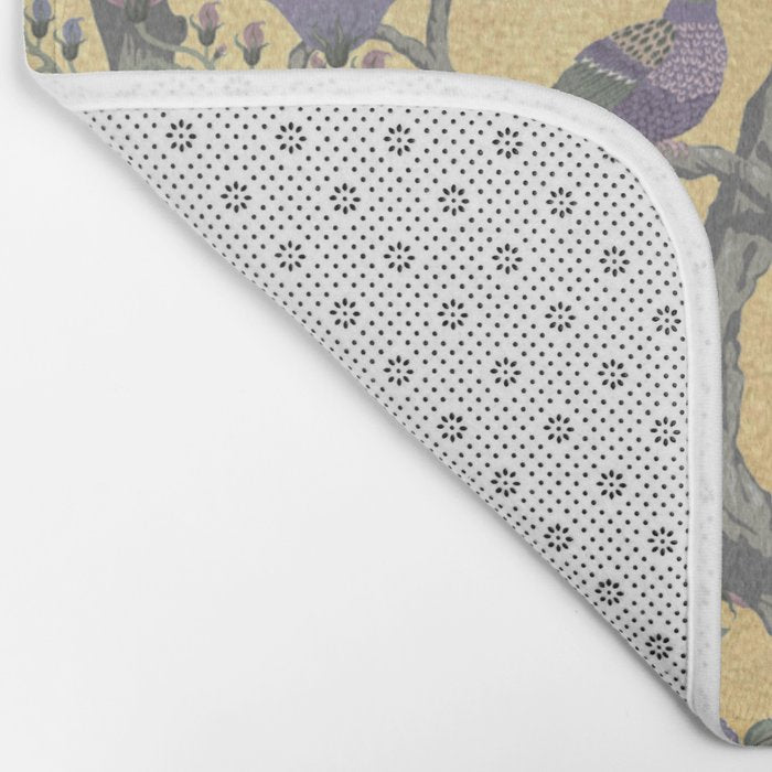 Chinoiserie Golden Gilt Peacock Peony Garden Bath Mat Gallery Image 2