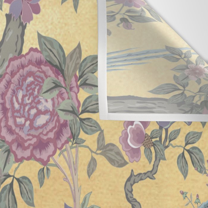 Chinoiserie Golden Gilt Peacock Peony Garden Wall Tapestry Gallery Image 3