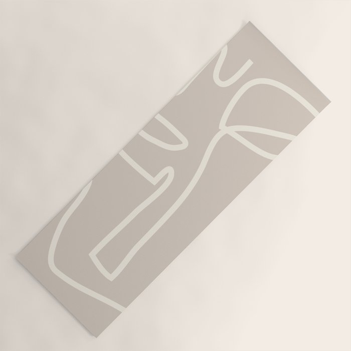 Abstract line art / Face/beige Yoga Mat Gallery Image 1