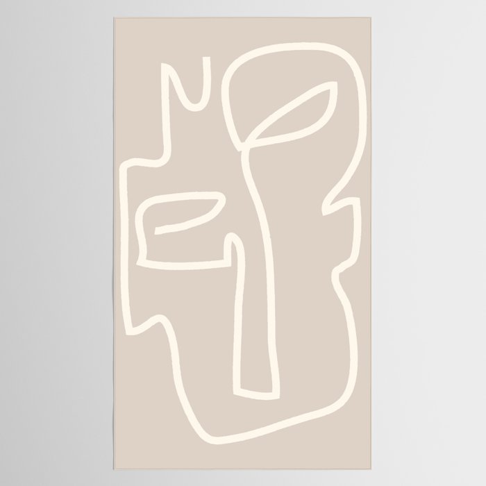 Abstract line art / Face/beige Tablecloth Gallery Image 2
