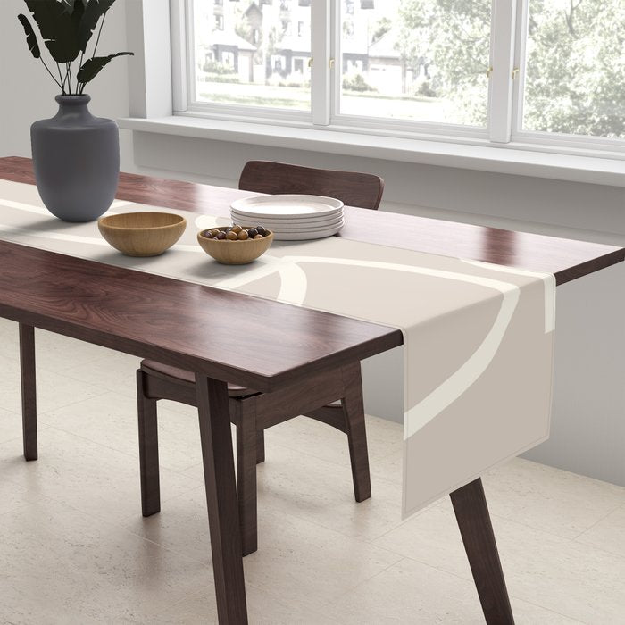 Abstract line art / Face/beige Table Runner Gallery Image 2