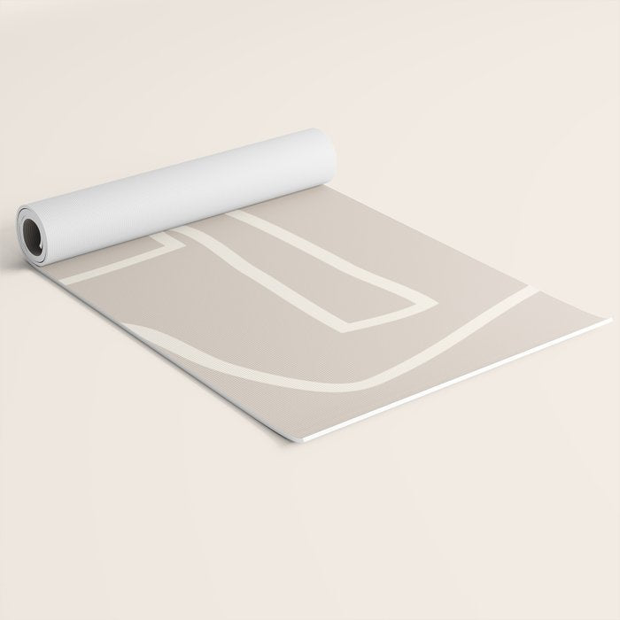 Abstract line art / Face/beige Yoga Mat Gallery Image 2