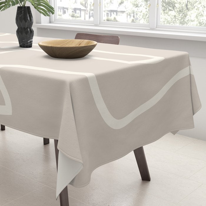 Abstract line art / Face/beige Tablecloth Gallery Image 3