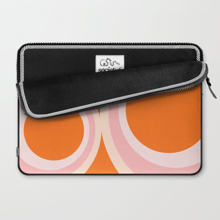 Calida - Retro Geometric Circle Pattern in Orange and Pink Laptop Sleeve Gallery Image 2