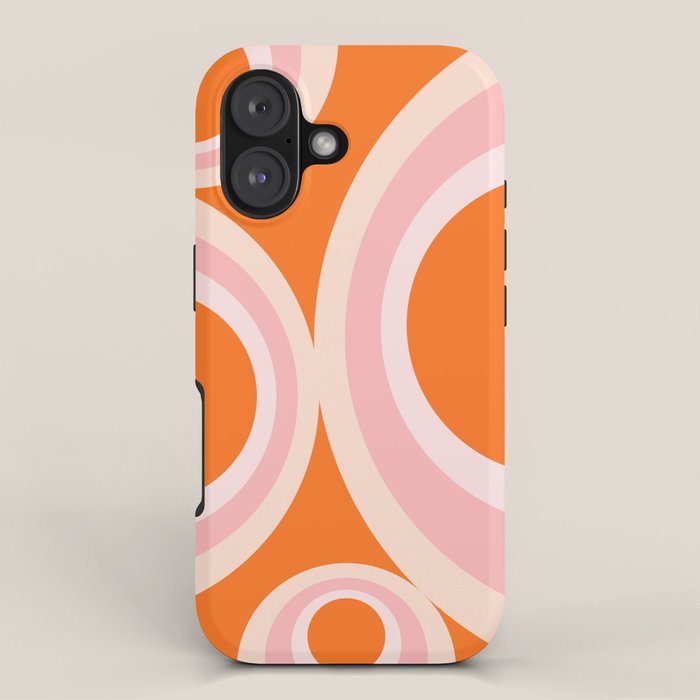 Calida - Retro Geometric Circle Pattern in Orange and Pink iPhone Case Gallery Image 1