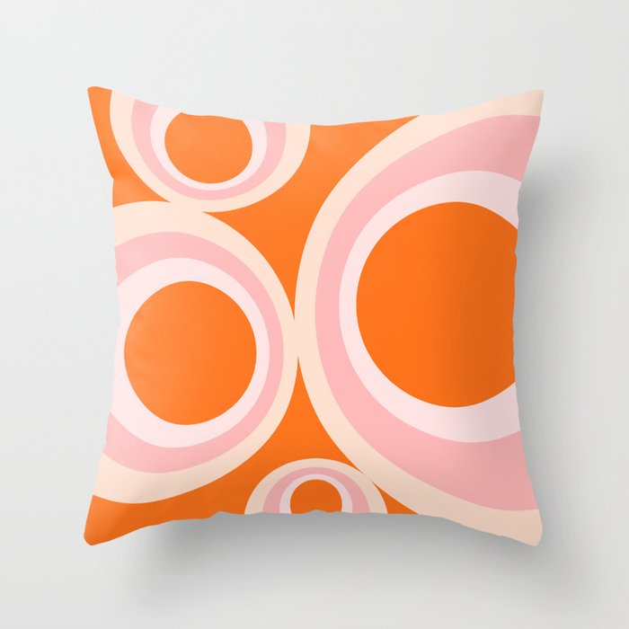 Calida - Retro Geometric Circle Pattern in Orange and Pink Throw Pillow Gallery Image 6