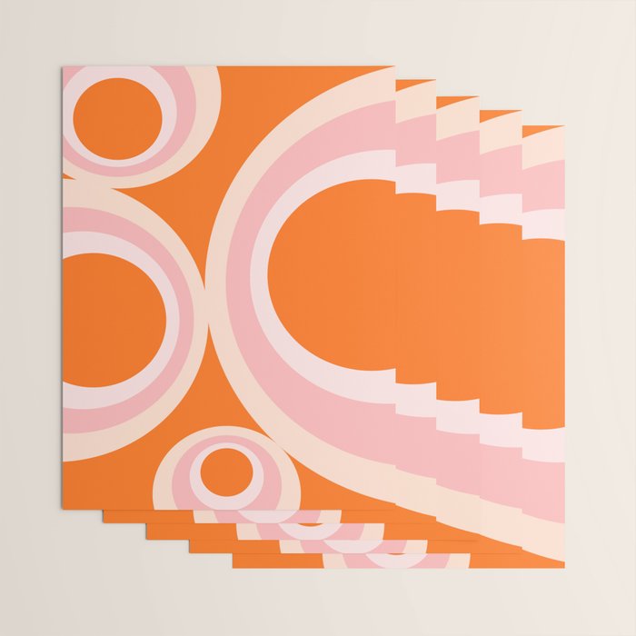 Calida - Retro Geometric Circle Pattern in Orange and Pink Wrapping Paper Gallery Image 3