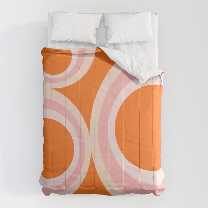 Calida - Retro Geometric Circle Pattern in Orange and Pink Comforter Gallery Image 1