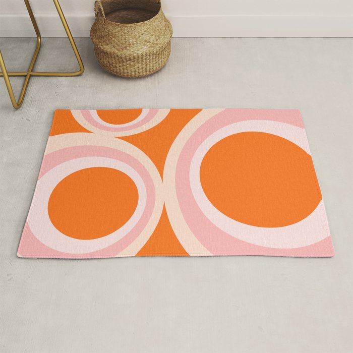 Calida - Retro Geometric Circle Pattern in Orange and Pink Rug Gallery Image 1