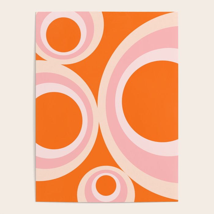 Calida - Retro Geometric Circle Pattern in Orange and Pink Poster Gallery Image 4