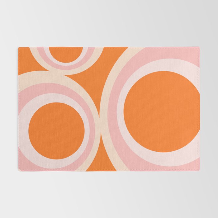 Calida - Retro Geometric Circle Pattern in Orange and Pink Rug Gallery Image 2