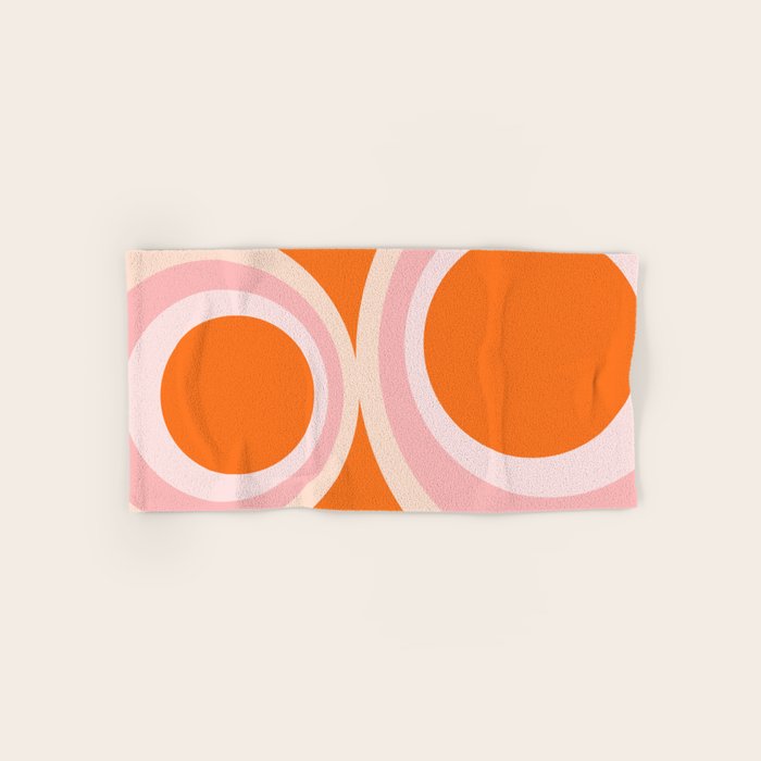Calida - Retro Geometric Circle Pattern in Orange and Pink Bath Towel Gallery Image 1