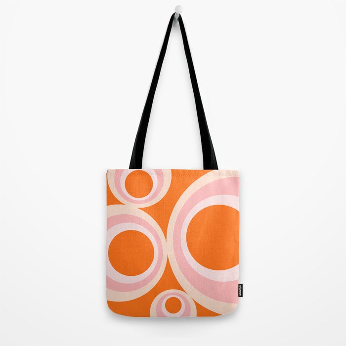 Calida - Retro Geometric Circle Pattern in Orange and Pink Tote Bag Gallery Image 2