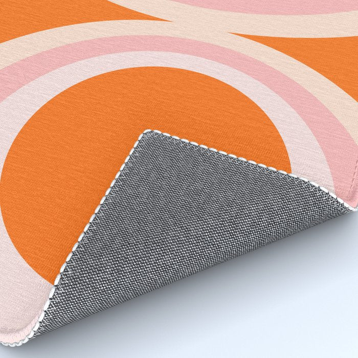 Calida - Retro Geometric Circle Pattern in Orange and Pink Rug Gallery Image 4