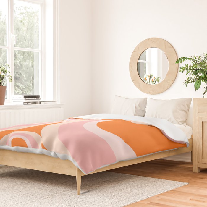 Calida - Retro Geometric Circle Pattern in Orange and Pink Duvet Cover Gallery Image 2