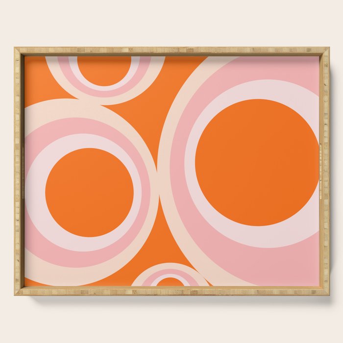 Calida - Retro Geometric Circle Pattern in Orange and Pink Serving Tray Gallery Image 1