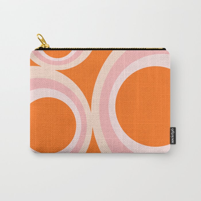 Calida - Retro Geometric Circle Pattern in Orange and Pink Carry All Pouch Gallery Image 1