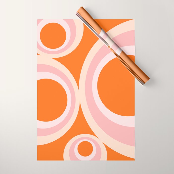 Calida - Retro Geometric Circle Pattern in Orange and Pink Wrapping Paper Gallery Image 1