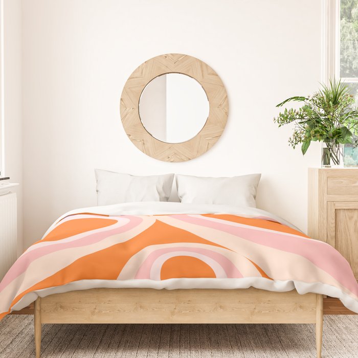 Calida - Retro Geometric Circle Pattern in Orange and Pink Duvet Cover Gallery Image 3