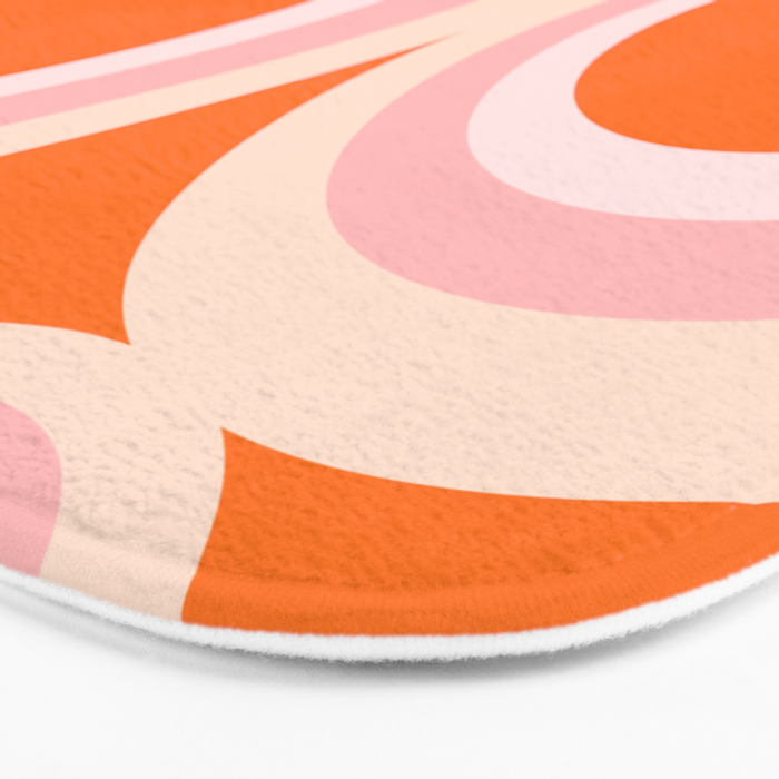 Calida - Retro Geometric Circle Pattern in Orange and Pink Bath Mat Gallery Image 3