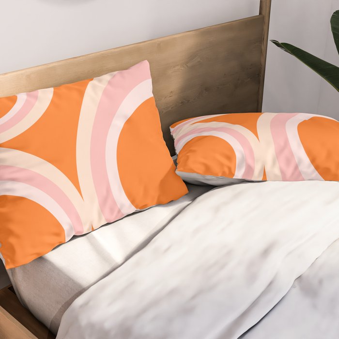 Calida - Retro Geometric Circle Pattern in Orange and Pink Pillow Sham Gallery Image 2