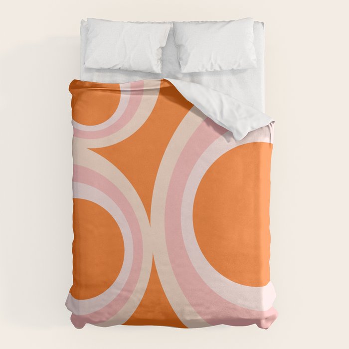 Calida - Retro Geometric Circle Pattern in Orange and Pink Duvet Cover Gallery Image 6