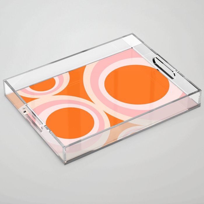 Calida - Retro Geometric Circle Pattern in Orange and Pink Acrylic Tray Gallery Image 1