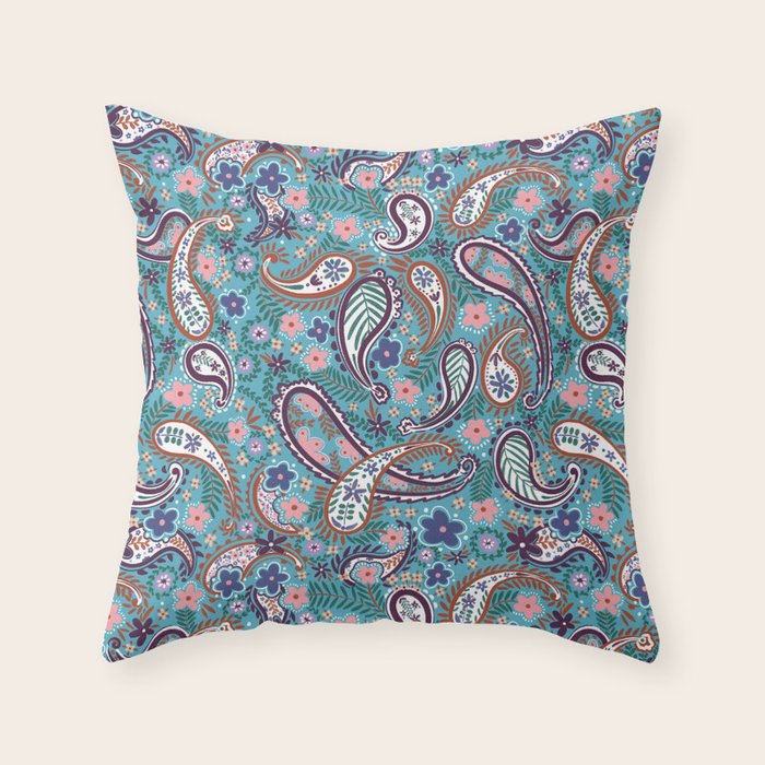 Whimsical Paisley Dance Throw Pillow Gallery Image 1