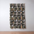 Modern Abstract Geometric Neutral Dark Earthy Tones with Natural Fabric Texture Window Curtain Gallery Image 3