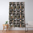 Modern Abstract Geometric Neutral Dark Earthy Tones with Natural Fabric Texture Window Curtain Gallery Image 5