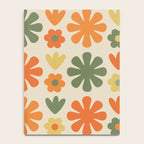 Retro Flowers Scandi Floral Grid Pattern in Mossy Olive Green Orange Mustard Notebook Gallery Image 4