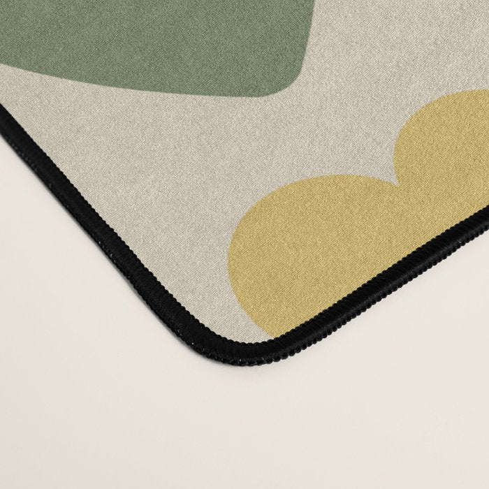 Retro Flowers Scandi Floral Grid Pattern in Mossy Olive Green Orange Mustard Desk Mat Gallery Image 4