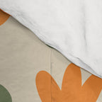 Retro Flowers Scandi Floral Grid Pattern in Mossy Olive Green Orange Mustard Comforter Gallery Image 4