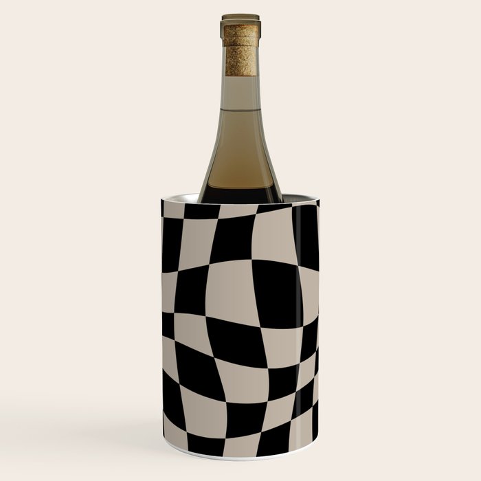 Warped Checkered Pattern (black/tan) Wine Chiller Gallery Image 1