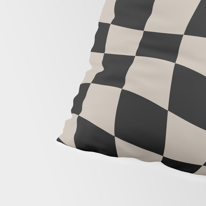 Warped Checkered Pattern (black/tan) Pillow Sham Gallery Image 4
