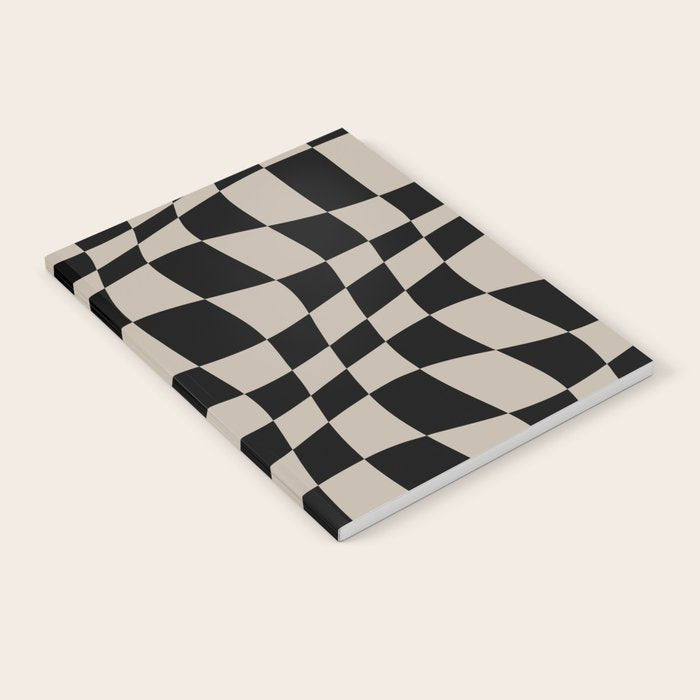 Warped Checkered Pattern (black/tan) Notebook Gallery Image 2