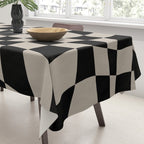 Warped Checkered Pattern (black/tan) Tablecloth Gallery Image 3