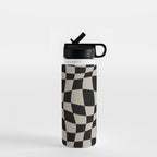 Warped Checkered Pattern (black/tan) Water Bottle Gallery Image 1