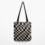 Warped Checkered Pattern (black/tan) Tote Bag Gallery Image 2