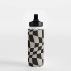 Warped Checkered Pattern (black/tan) Water Bottle Gallery Image 2