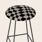 Warped Checkered Pattern (black/tan) Stool Gallery Image 2