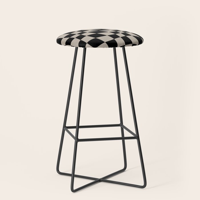 Warped Checkered Pattern (black/tan) Stool Gallery Image 1