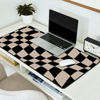 Warped Checkered Pattern (black/tan) Desk Mat Gallery Image 2