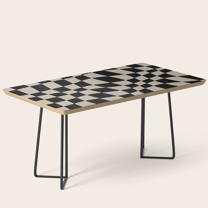 Warped Checkered Pattern (black/tan) Coffee Table Gallery Image 1